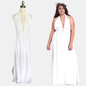 Show Me Your MuMu Luna Halter White Maxi Dress XXL
